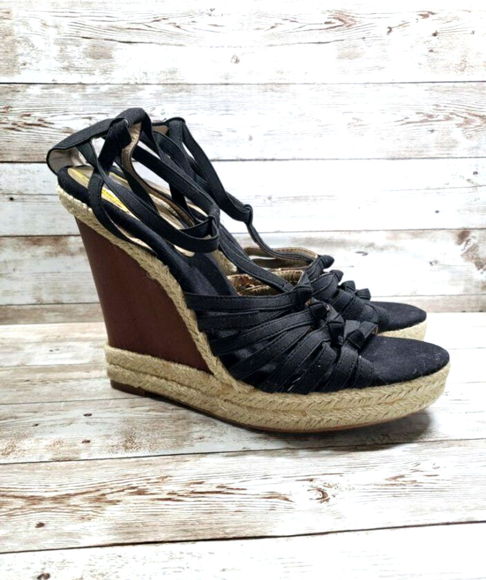 Levity Wedges Black Brown and Tan Wedges - Size 8